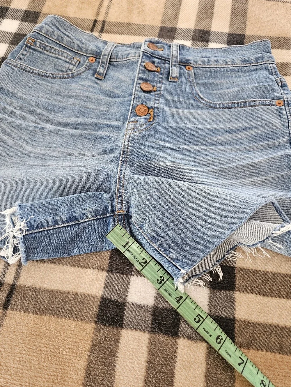 Madewell Light Blue High-Rise Button-Front Denim Shorts